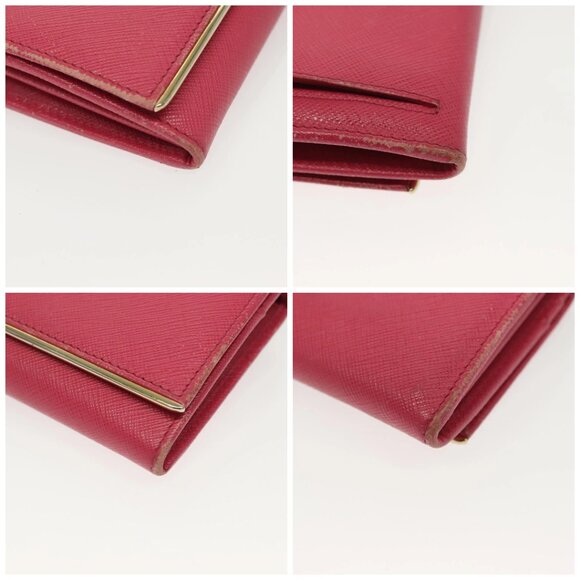 PRADA Long Wallet Safiano leather Pink Gold Auth sw1442 - Picture 14 of 15